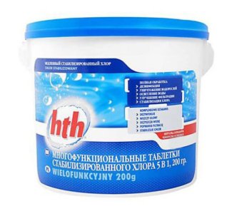 hth многофункциональные таблетки стабилизированного хлора 5 в 1, 1.2кг