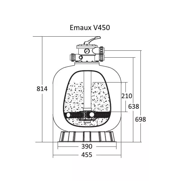 Emaux V450 8,1 м3/час песчаный фильтр для бассейна стеклопластиковый корпус - Фото №2