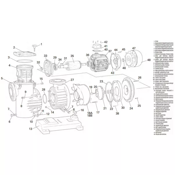 Saci Magnus 4-1000, 126 м3/год, 7,5 кВт, 400 В насос для басейну - Фото №6
