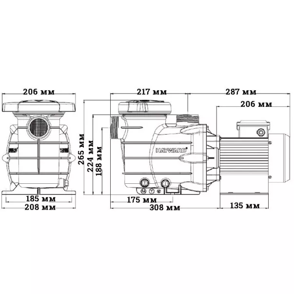 Hayward PL 81004, 10,8 м3/год, 0,61 кВт, 400 В насос для басейну - Фото №7
