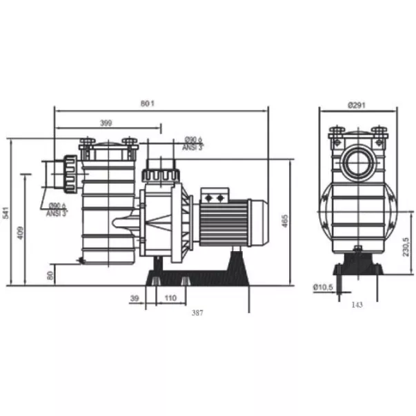 Hayward HCP40753E/Kripsol KAN760 T2 IE3, 104,5 м3/час, 7 кВт, 400 В насос для бассейна - Фото №4