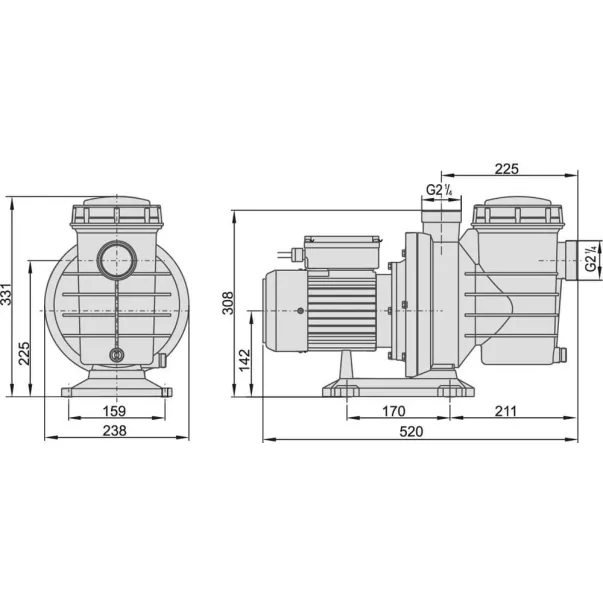 AquaViva LX SWIM075M 16 м³/час, 0,9 кВт, 230 В насос для бассейна - Фото №3