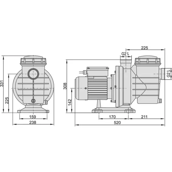 AquaViva LX SWIM100M 19 м³/год, 1,1 кВт, 230 В насос для басейну - Фото №3