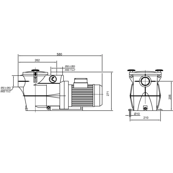 Kripsol KSE 150 T1 IE3 21,9 м3/година, 1,6 кВт, 400В насос для басейну - Фото №13
