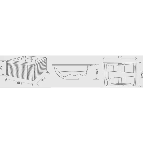 USSPA Lyra IN 210*154 см гидромассажная ванна - Фото №7