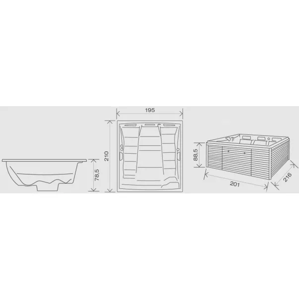 USSPA Persea IN 195*210 см гидромассажная ванна - Фото №8