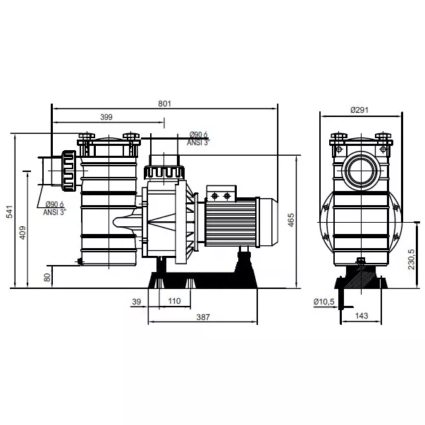 Hayward HCP38253E1 KAP250 T1.B 41 м3/год, 2,5 кВт 400 В насос для басейну - Фото №3