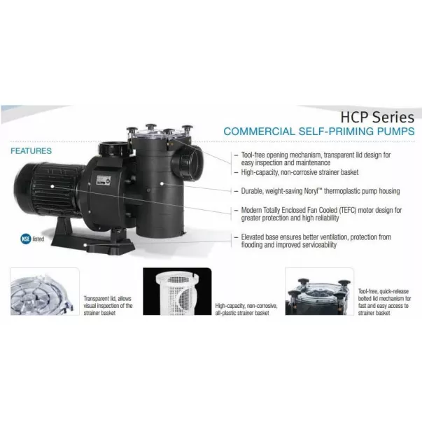 Hayward HCP38353E KAP350 T1 IE3, 58 м3/час, 3,7 кВт, 400 в насос для бассейна - Фото №4