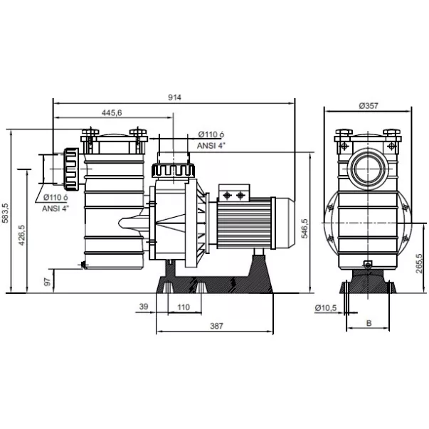 Hayward HCP40553E1 / Kripsol KAN510 T1.B 76 м3/час, 4,7 кВт, 400 В насос для бассейна - Фото №3