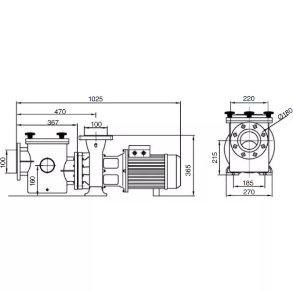 Kripsol KRB1250 T1.B/T2.B 160 м3/год, 10,7 кВт, 220/400/700 В насос для басейну - Фото №2