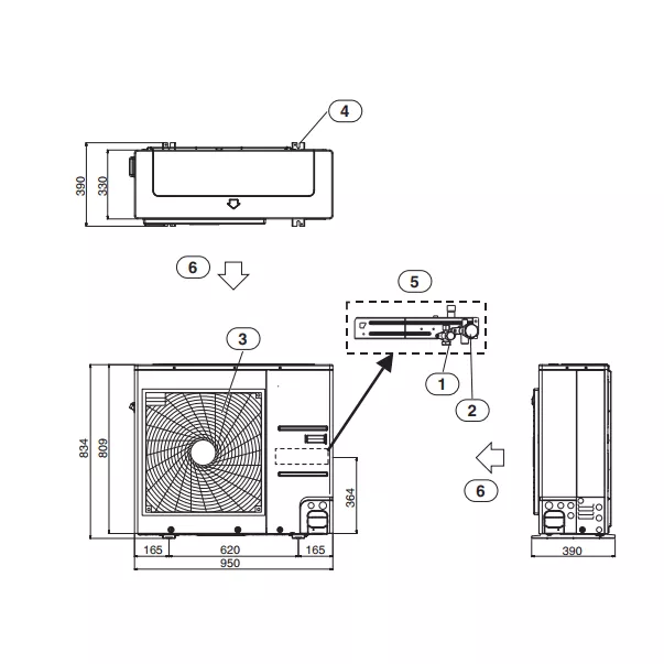 Bosch Compress 3000 AWES 6 кВт інверторний тепловий насос для опалення та ГВП спліт система - Фото №3