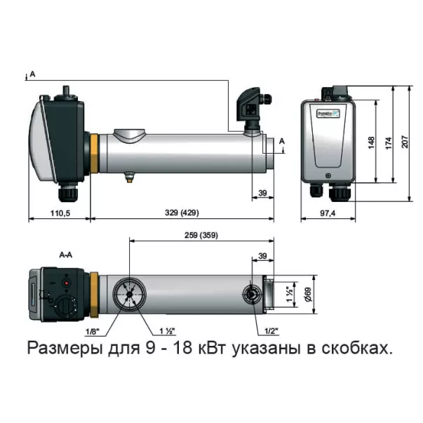 Pahlen New 6 кВт електроводонагрівач для басейну з нержавіючим корпусом AISI 316L - Фото №3