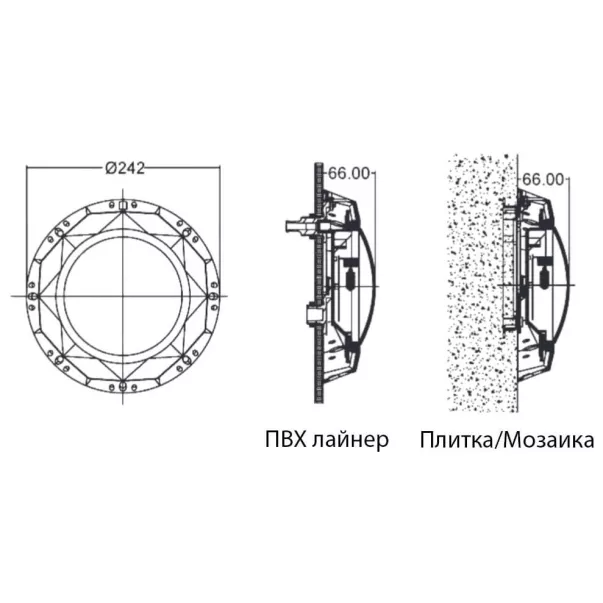 Emaux UL-DP100 75Вт підводний галогенний прожектор для басейну (бетон / лайнер) - Фото №4