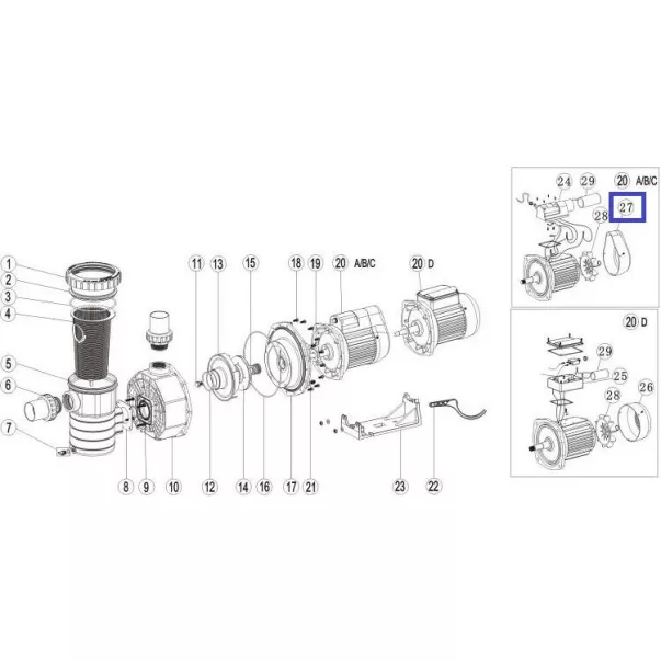 Кришка вентилятора охолодження для насоса Emaux SB / SR 10-15 (1031009) - Фото №2
