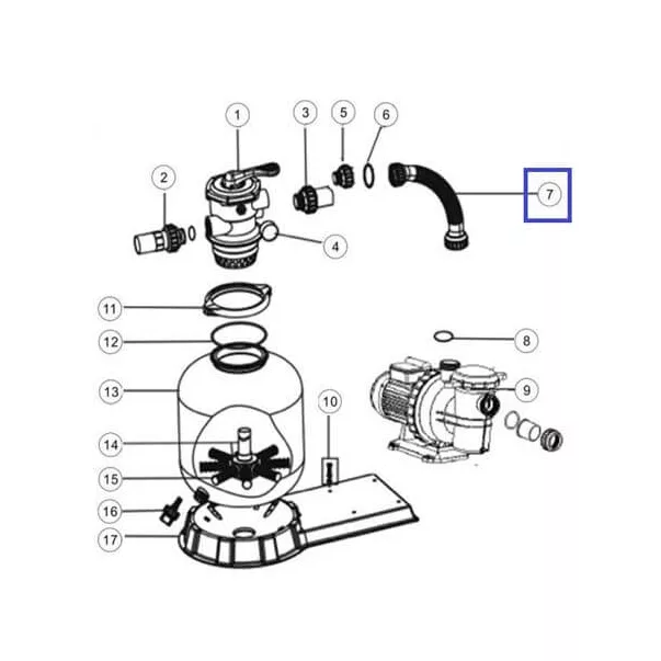 Emaux FSP450-6W 89031701 шланг підключення з муфтами фільтраційної установки - Фото №5