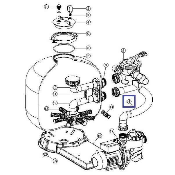 Emaux FSB650-6W шланг подключения фильтр-насос с гайкой (89033101) - Фото №2