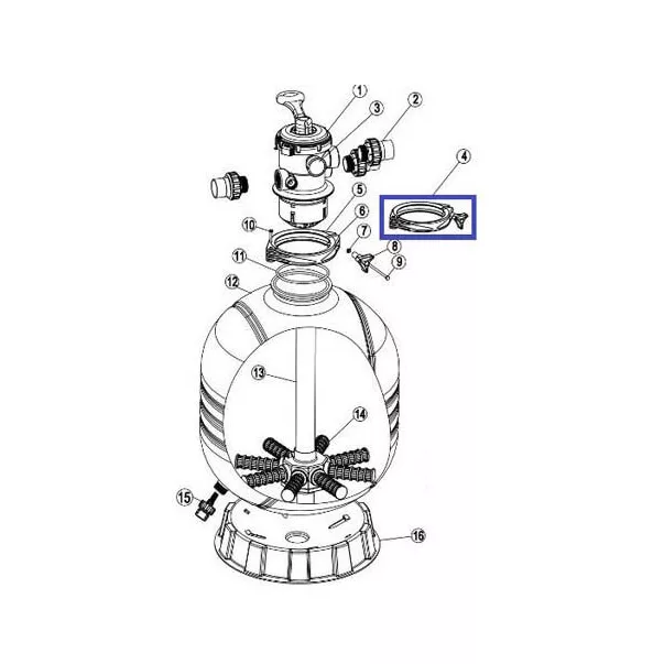 Хомут кріплення 6-ти позиційного крана для фільтрів Emaux серії MFV (89012512) - Фото №2