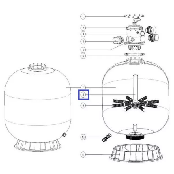 Дюзова коробка в комплекті з трубою для фільтрів Emaux V900 (89010608) - Фото №2