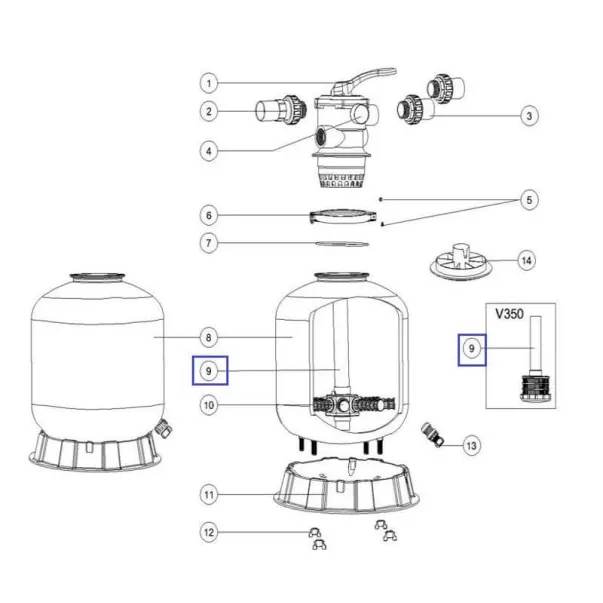 Дюзовая коробка с трубой фильтров Emaux V700 (89010102) - Фото №2