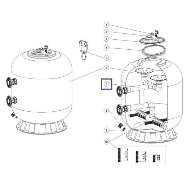 Внутренняя часть системы фильтрации Emaux NL2500 (89012835) - Фото №2
