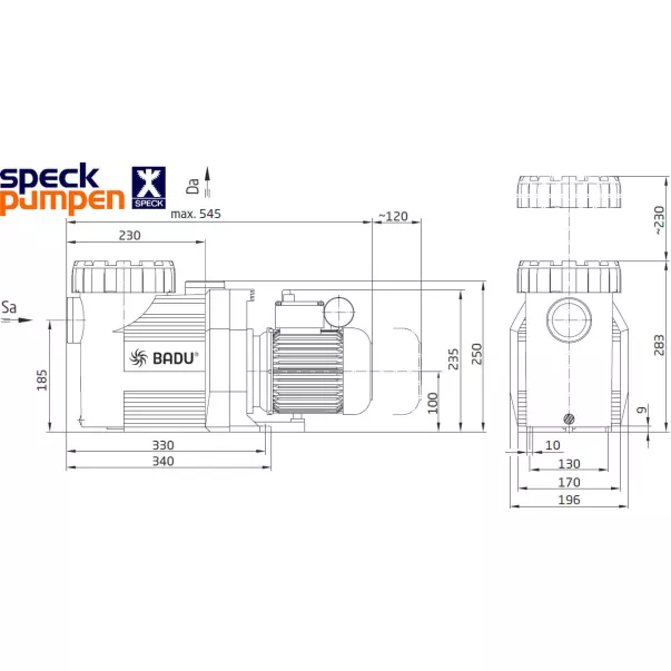Speck BADU Prime 15 (15 м3/час, 1,1 кВт, 230 В) насос для бассейна - Фото №9