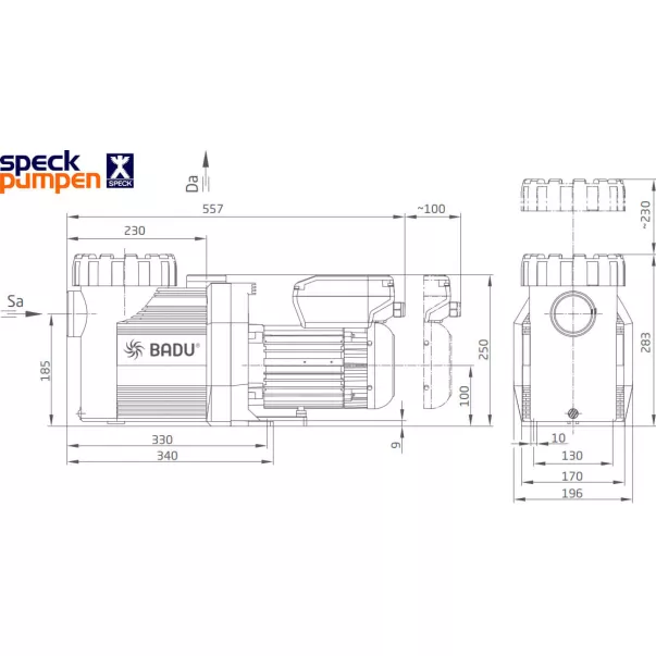 Speck BADU Prime Eco VS 28 м3/час, 1,1 кВт, 230 В насос для бассейна - Фото №4