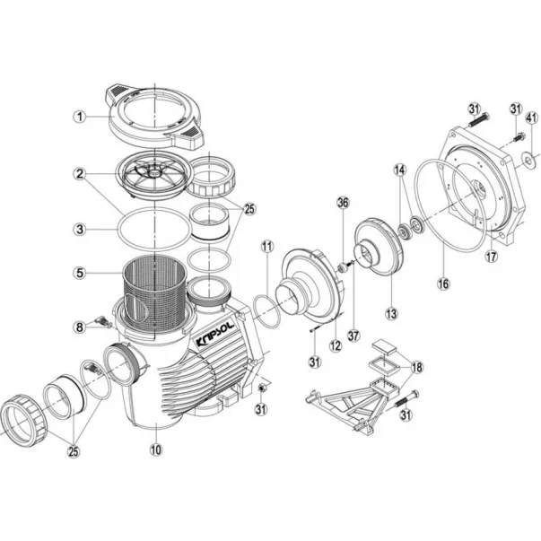 Kripsol KPR 250 T1 IE3 30 м3/год, 2,4 кВт, 400 В насос для басейну - Фото №3