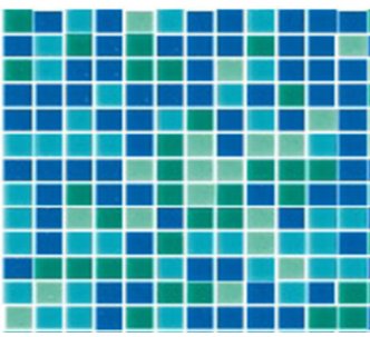 Микс зеленый 2*2 см матовая стеклянная мозаика для бассейна на бумажной основе