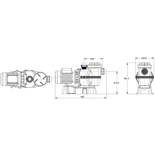 Waterco Lacronite 125 - 19,8 м3/год, 1,1 кВт, 230 В насос для басейну - Фото №5