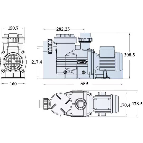 Waterco Supastream 125Т - 23,4 м3/час, 0,83 кВт, 400 В насос для бассейна - Фото №3