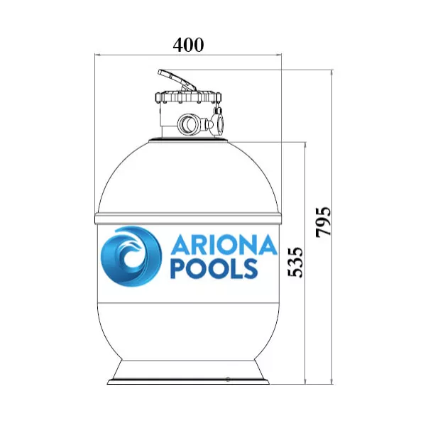 Ariona Pools Pacific D400 6,5 м3/год фільтр з верхнім підключенням - Фото №2