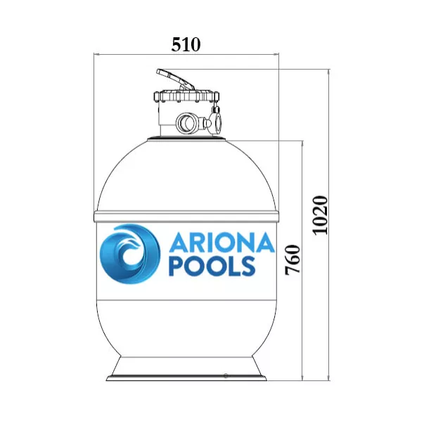 Ariona Pools Pacific 510 мм, 10,2 м3 / ч пісочний фільтр для басейну - Фото №2