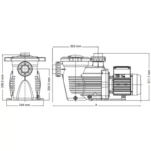 Hayward K-FLO SPK12603XY1 (0,49 кВт, 230 В) 4,8 м3/час насос для бассейна - Фото №3