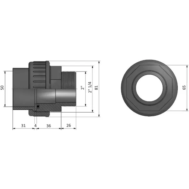 EFFAST муфта розбірна перехідна із зовнішнім різьбленням PVC-U d50x2