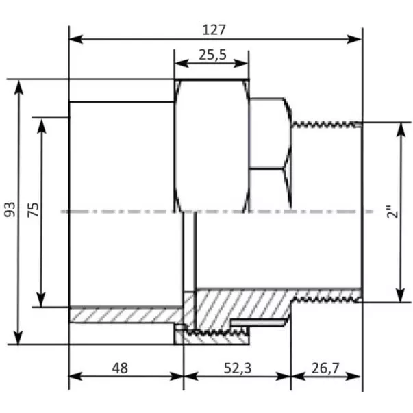 EFFAST муфта розбірна перехідна із зовнішнім різьбленням PVC-U d75x2-1/2