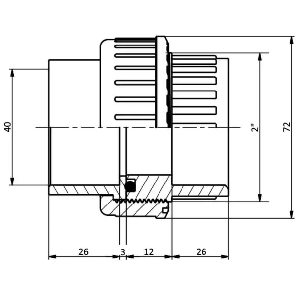 EFFAST муфта клейова розбірна PVC-U d40 - Фото №3