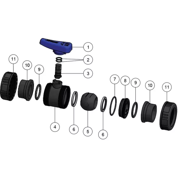 HР EFFAST BDRBVD0500 кран кульовий PVC-U d50 - Фото №4