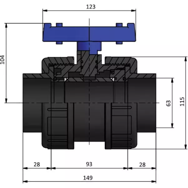 HР EFFAST BDRBVD0630 кран кульовий PVC-U d63 - Фото №5