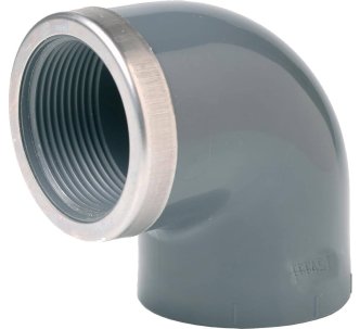 EFFAST коліно 90° різьбове з метал. кільцем PVC-U d40х1-1/4