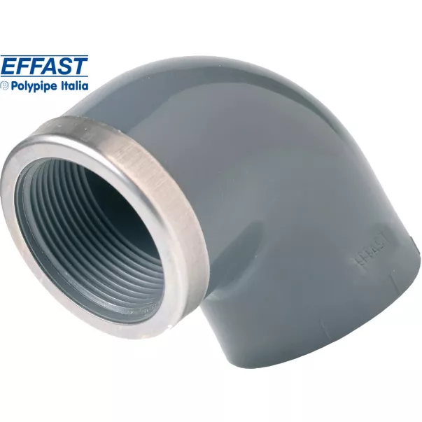 EFFAST RGRGOR075H коліно 90 ° різьбове з метал. кільцем PVC-U d75х2-1 / 2 