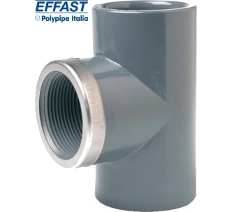 EFFAST трійник 90° різбовий з металевим кільцем PVC-U d25х3/4