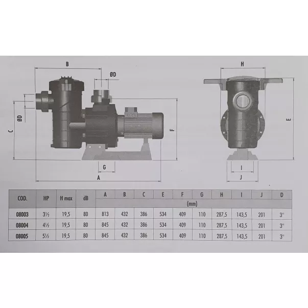 Astral/Fluidra Maxim 50 м3/час, 2,6 кВт, 400 В насос для бассейна - Фото №10