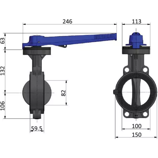 EFFAST FDRPFH1100 затвор дисковий PVC-U d110 - Фото №6
