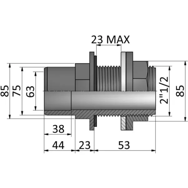 EFFAST RERAKE063G прохід клейовий з кільцем ущільнювача PVC-U d63х75х2-1 / 2 