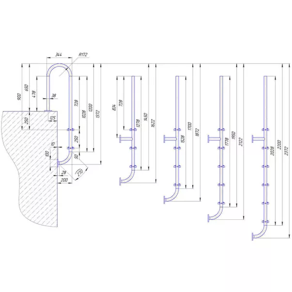 AquaDyn Standard лестница для бассейна 2 ступени - Фото №4