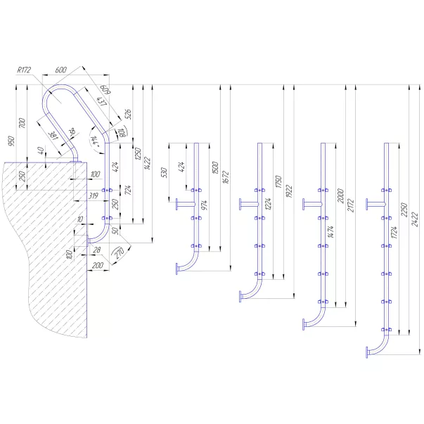 AquaDyn De lux Mixta сходи для басейну 4 ступені - Фото №4