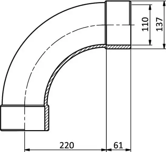 EFFAST RDRCUD1100 отвод 90° плавный PVC-U d110