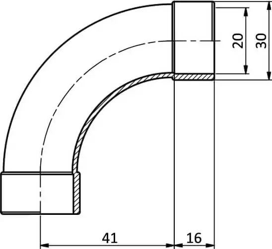 EFFAST RDRCUD0200 отвод 90° плавный PVC-U d20