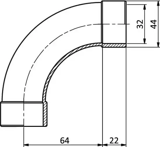 EFFAST RDRCUD0320 отвод 90° плавный PVC-U d32