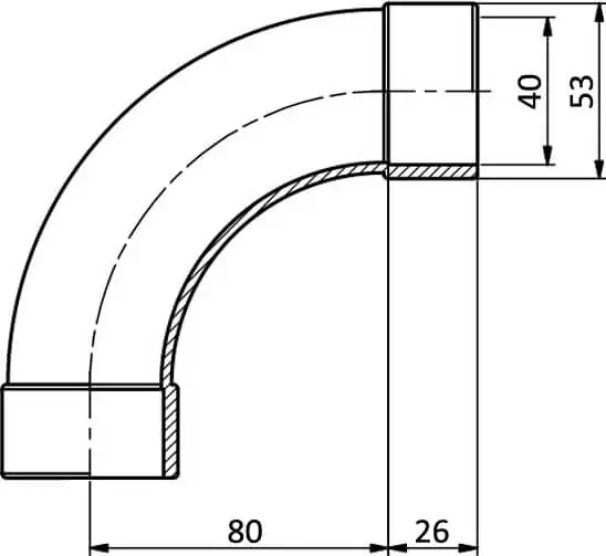 EFFAST RDRCUD0400 отвод 90° плавный PVC-U d40